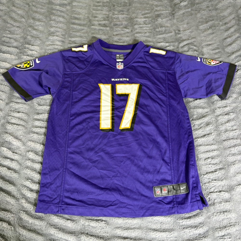 Nike Baltimore Ravens Wallace 17 Jersey Youth Large 14-16 Purple NFL Football